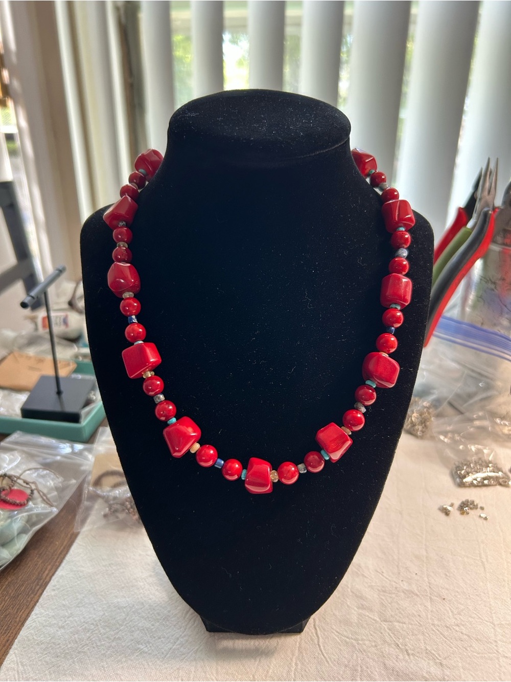 Coral, turquoise , sodalite and jade Statement Necklace - Women Jewelry
